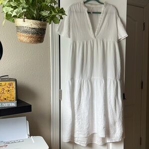 Anthropologie White cotton dress EUC